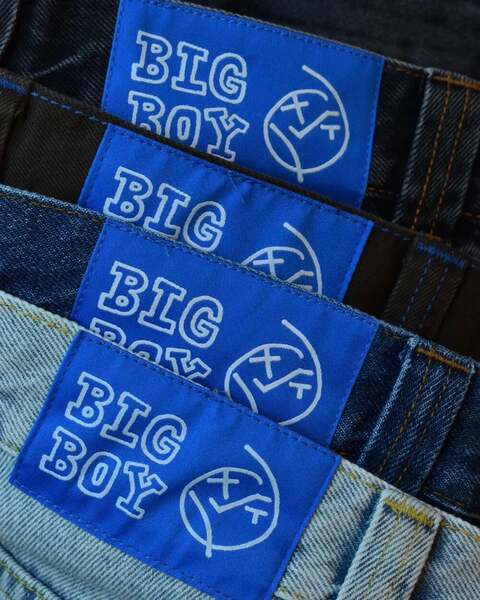 Cross-border e-commerce caricatura de rua estampado jeans azul retro calças meninos meninos grandes meninos jeans Y2K hip hop