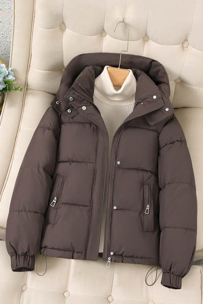 Casaco feminino de inverno com capuz