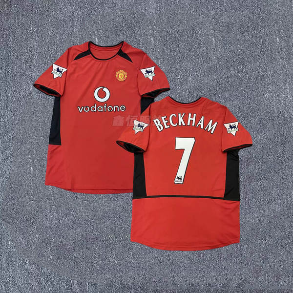0204 Temporada Man L Traje de Futebol No. 7 Beckham Clássico Retrô Clássico No. 7 C Ranhuras curtas