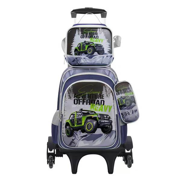 Novo 3D de couro da escola primária tecido de nylon três conjuntos de crianças sacola bolsas de comércio exterior bolsas de almoço fábrica