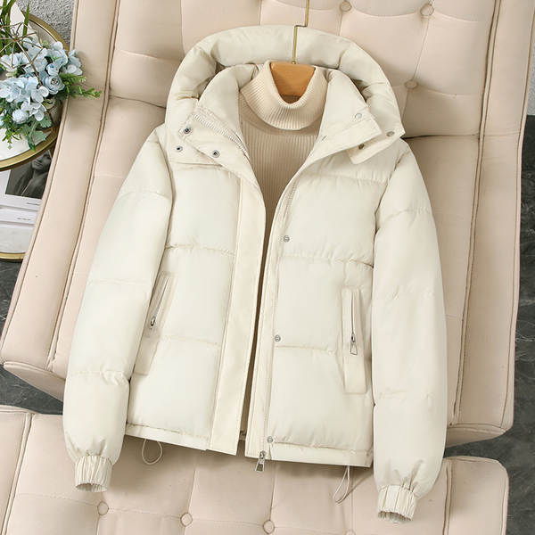 Casaco feminino de inverno com capuz
