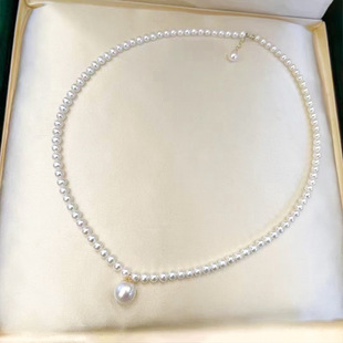 S925 Prata pura de prata quebrada de água doce natural pérola colar colarinho feminino de centenas de peças de luxo de luxo avançado