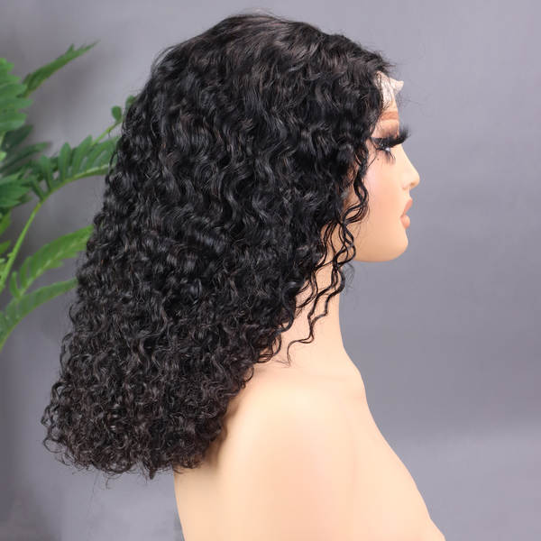 Peruca frontal de renda 5x5 Pixie Curly 300 Density cabelo humano SDD