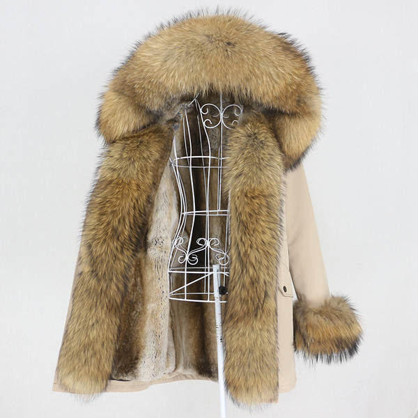 Comércio eletrônico transfronteiriço vestido de inverno feminino supera a mulher pode desmontar o cabelo real no cabelo longo coelho casaco de pele quente
