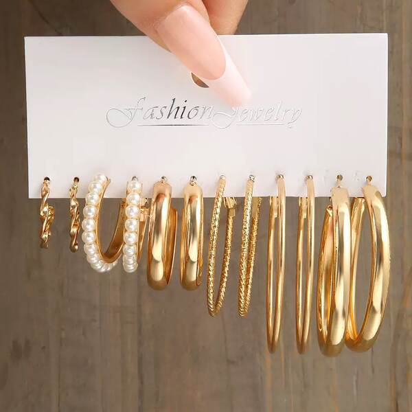 2025 transfronteiriço explosivo europeu-americano orelhas metálicas quadradas orelhas geométricas de combinação set in wind earrings
