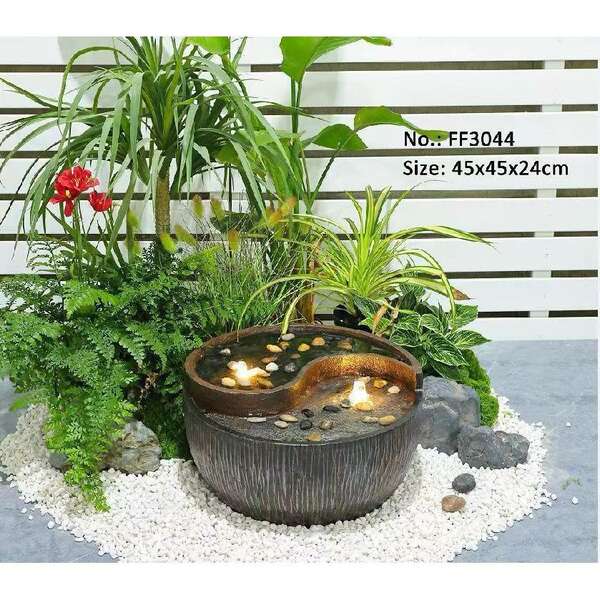 Fonte de água de luxo de estilo europeu moderno sala de estar decoração de paisagem de água circular porta-malas de aterrissagem de humidificador