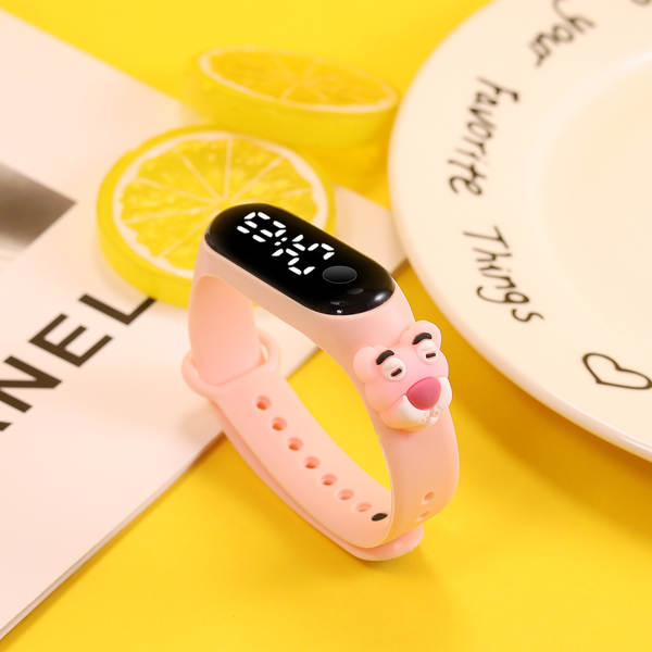 Hot-selling estudante desenho animado bonito anel de luzes brancas LED boneco relógio menino menina natação impermeável toque de relógio
