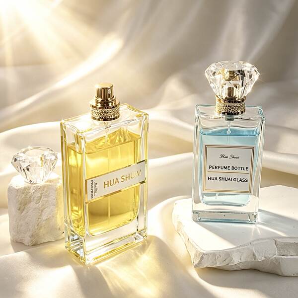 50ml/100ml garrafa de perfume de diamante leve com cobertura espessa de vidro transparente garrafa de perfume em branco