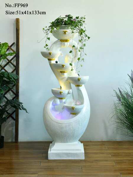 Fonte de água de luxo de estilo europeu moderno sala de estar decoração de paisagem de água circular porta-malas de aterrissagem de humidificador