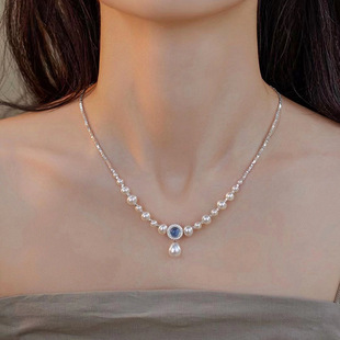 S925 Prata pura de prata quebrada de água doce natural pérola colar colarinho feminino de centenas de peças de luxo de luxo avançado