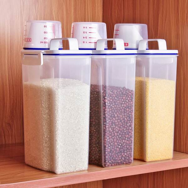 Caixa de armazenamento de arroz japonês de barril de arroz 2 kg Caixa de armazenamento de grãos de grãos de 5 kg Caixa de armazenamento de grãos de plástico de vedação de cozinha resistente à chuvas