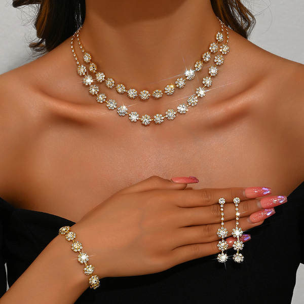 Acessórios de casamento dupla camada do colar de diamante do colar de sol de comércio estrangeiro Sete de orelhas de venda rápida