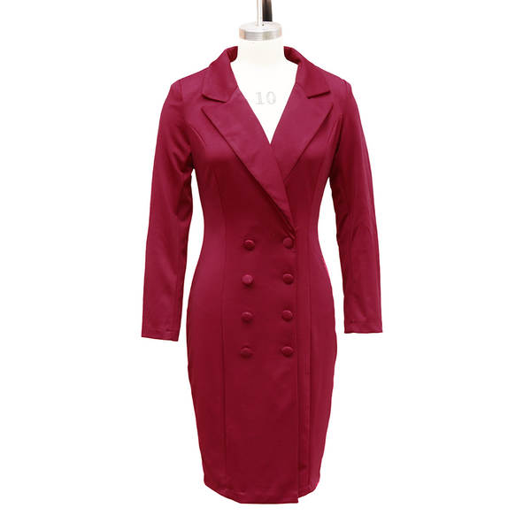 Vestido de roupa de comércio exterior transfronteiriço da Amazon na Europa e nos Estados Unidos de moda nova roupa de roupa dupla com mangas longas roupa de roupa de trabalho de escritório