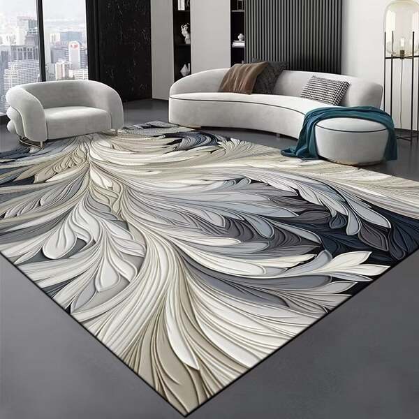Tapete de veludo cristal minimalista para sala, tapete simples com linhas, passadeira para sofá e mesa de chá, tapete para quarto e escritório, absorvente