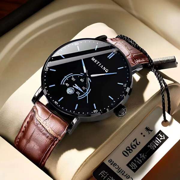 Relógios de comércio exterior tendência tecnologias pretas cinturão de aço para homens coreano calendário de lazer ultra fino novo relógio não mecânico
