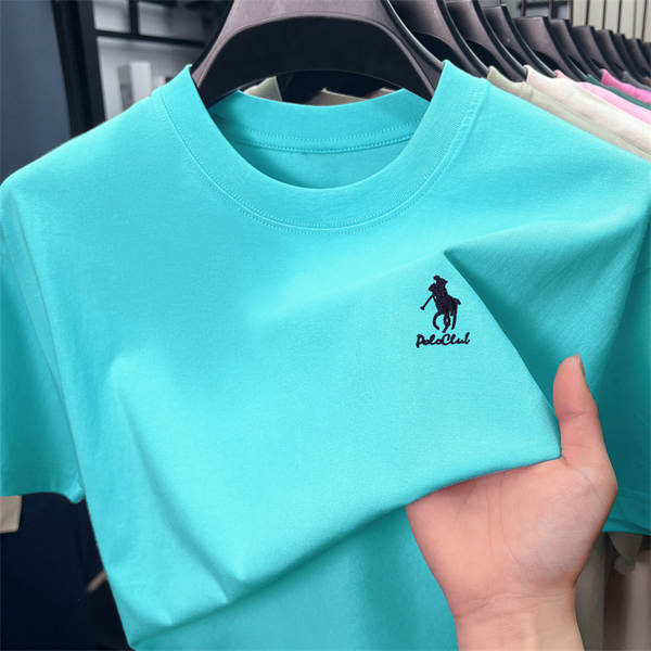 Paul 100% de algodão puro colar masculino T-Shirt embrulhado Idade Média Simplificado Relaxante Suado Transpirante Homem T-Shirt de pulso curto