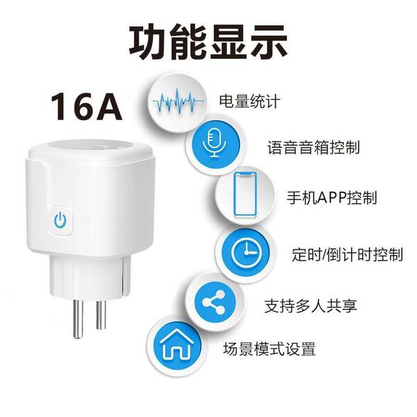 Matter Graphic Intelligent Plugin 16A Regulamento Europeu 20A WiFi controle remoto de voz Alexa
