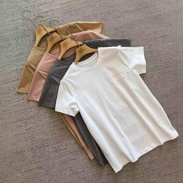 100 caroço algodão miu estilo original letra pura adesivo simples pulseira curta luva casual T-shirt na roupa feminina