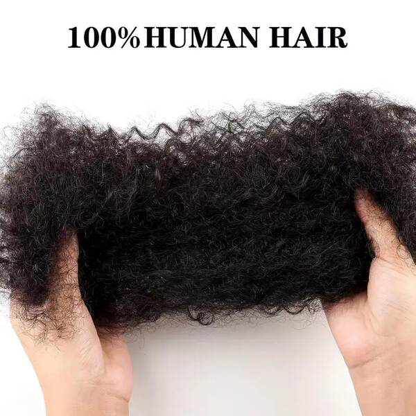 Cabelo solto Afro kinky bulk 16 polegadas, penteado volumoso com mechas rastafári, cabelo humano, acessório de peruca