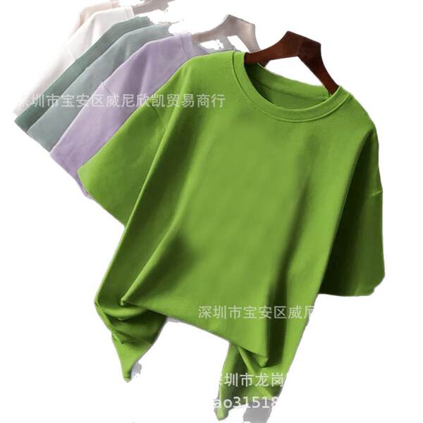 1688 Venda direta de roupas femininas grossistas de luvas curtas T-shirt fonte Alibaba site nova camisa de cor pura