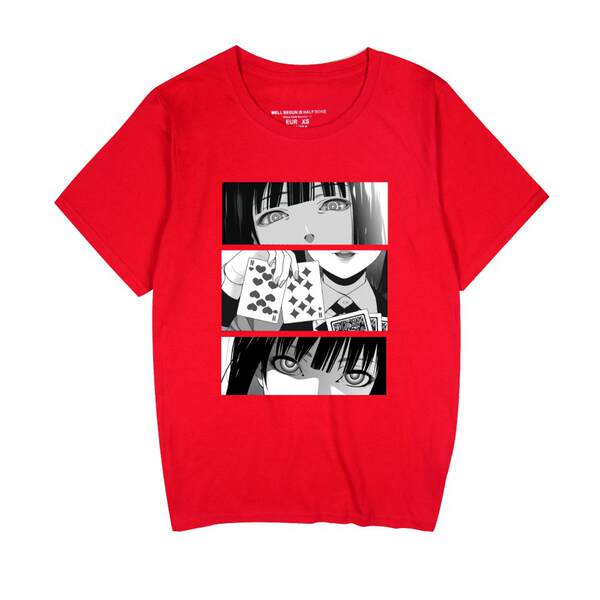 T-Shirt japonês de animação de pôquer com mangas curtas como o papel do original no verão de lazer de alta qualidade japonês