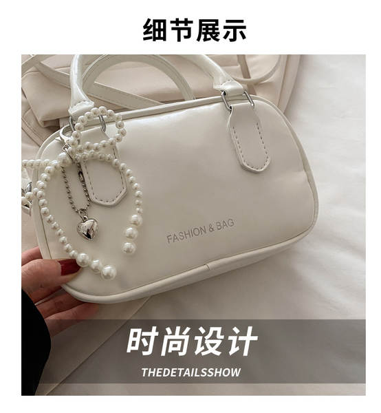 Bolsa tiracolo fashion simples quadrada 2025 verão nova coleção pérola laço borboleta ombro único transversal tendência