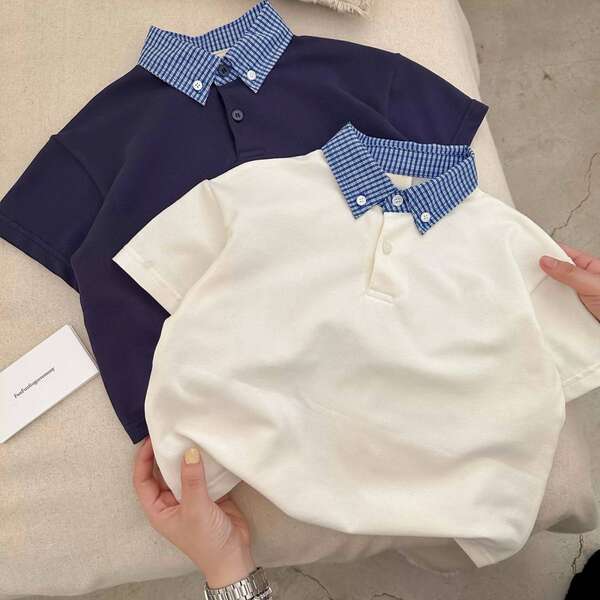 Camisa polo infantil de algodão