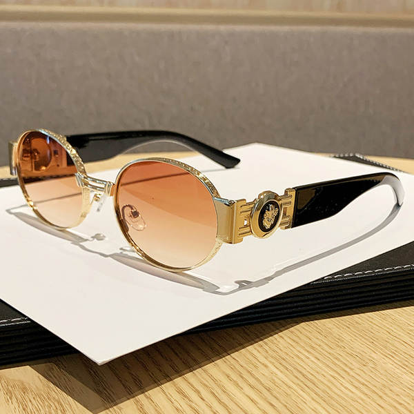 Óculos de sol ovalado fashion 2025 feminino estilo europeu americano ins xiaohongshu óculos escuros metal trendy masculino