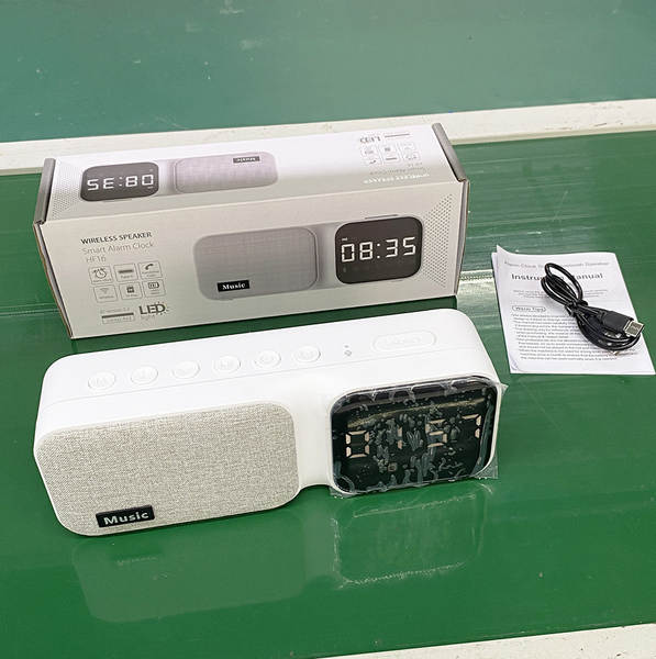 Relógio eletrônico Bluetooth alto-falante Desktop Home Artigos de áudio sem fio Presentes portáteis de áudio Bluetooth Relógio de alarme estudantil