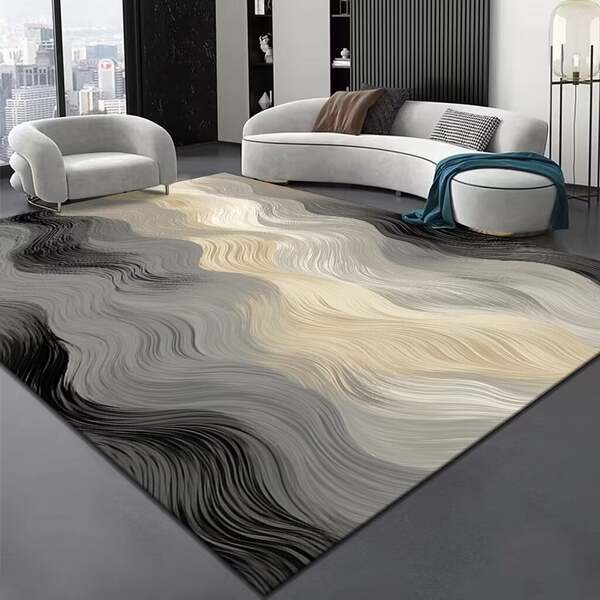 Tapete de veludo cristal minimalista para sala, tapete simples com linhas, passadeira para sofá e mesa de chá, tapete para quarto e escritório, absorvente
