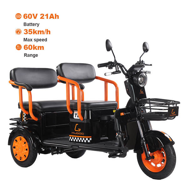 KUGOO T2 triciclo elétrico 500W 60V 60KM faixa de rodagem motorizada triciclo 3 rodas