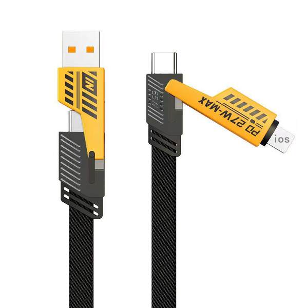 Linha de dados de quatro em um Super Rápido Carregamento Linha de carregamento de dois carregadores de liga de dióxido de zinco Transmissão Tipo-c