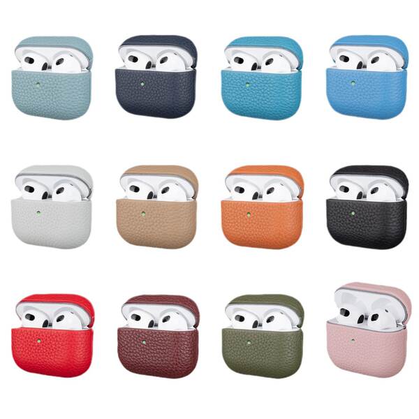 Compatível com AirPods Pro 3 Series AirPods couro genuíno textura jacaré capa protetora para fone Apple