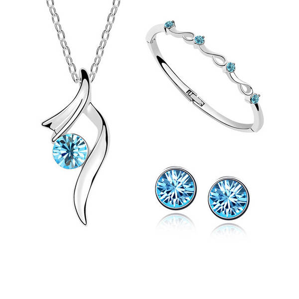 Jóias da Coréia da moda de centenas simples austríacos colares de cristal de colar de pulseira de joalharia três conjuntos 1368