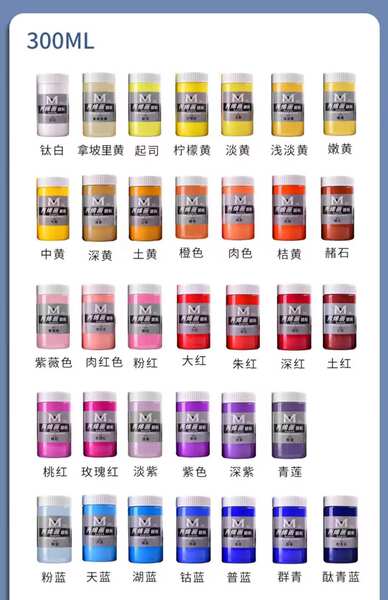 Pinturas de acrílico de 300 ml em garrafas resistentes ao sol, pinturas de paredes ao ar livre, pinturas coloridas, pinturas à mão.