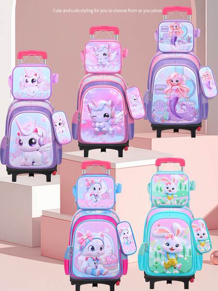 Novo 3D de couro da escola primária tecido de nylon três conjuntos de crianças sacola bolsas de comércio exterior bolsas de almoço fábrica