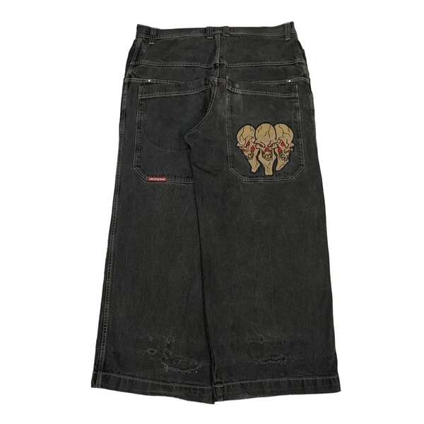 JNCO Y2K Loose jeans masculino padrão hip-hop rua masculino calças largas
