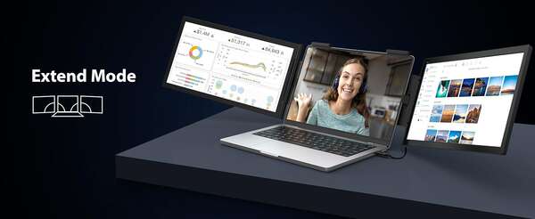 Monitor portátil dupla tela 14 polegadas 15.6 polegadas para notebook expansão tela dobrável bolsa acessório secundário