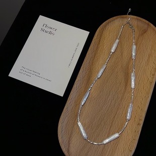 S925 Prata pura de prata quebrada de água doce natural pérola colar colarinho feminino de centenas de peças de luxo de luxo avançado