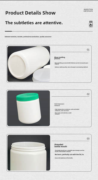 Garrafa larga de grande calibre 700ml/g/ml Capa de espiral Garrafa de plástico Cápsulas de medicamentos Comprimidos em pó Garrafa em branco