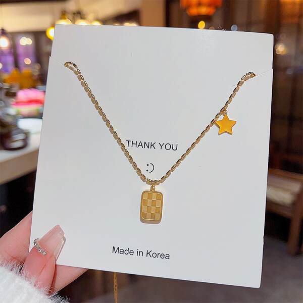 Colar feminino em titânio aço luxo não desbota versátil pendente sofisticado design exclusivo minimalista corrente clavícula acessório importação
