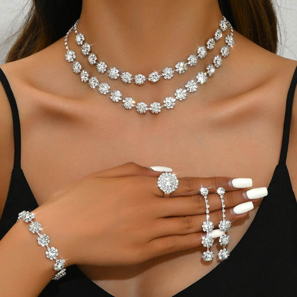 Acessórios de casamento dupla camada do colar de diamante do colar de sol de comércio estrangeiro Sete de orelhas de venda rápida