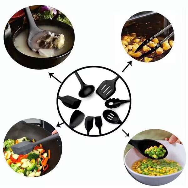 Amazon Silicone Utensílios de Cozinha 10 peças Set de Silicone Não Adesivo Caldeirão Resistente à Alta Calor Caldeirão Utensílios de Cozinha