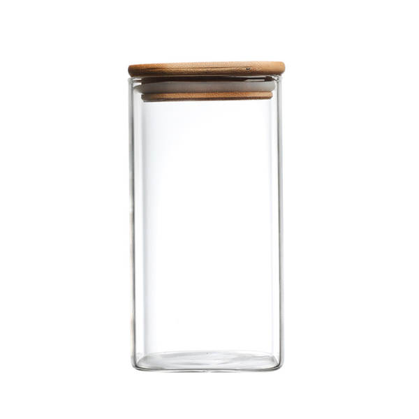 Capa de bambu quadrada 12 peças de caixa de vidro de refrigerante de feijão de café, caixa de refrigerante transparente de silício de alta qualidade para garrafas de armazenamento