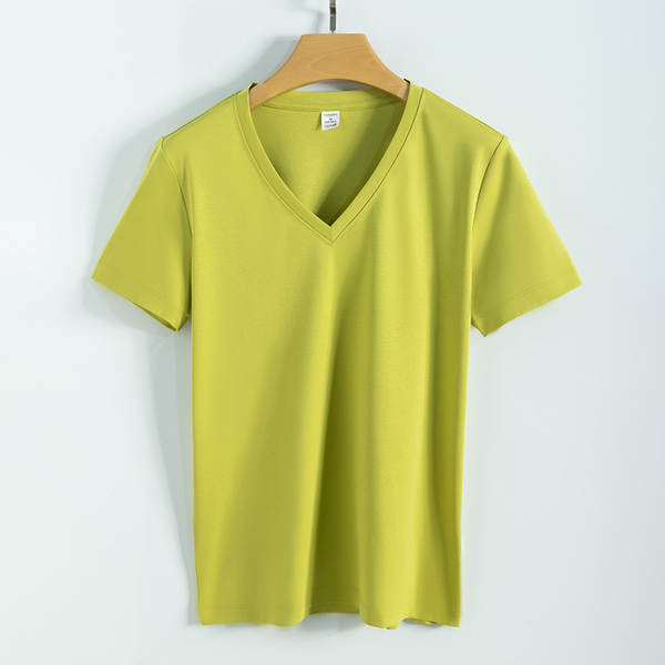 Camiseta feminina de algodão curta