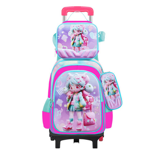 Novo 3D de couro da escola primária tecido de nylon três conjuntos de crianças sacola bolsas de comércio exterior bolsas de almoço fábrica