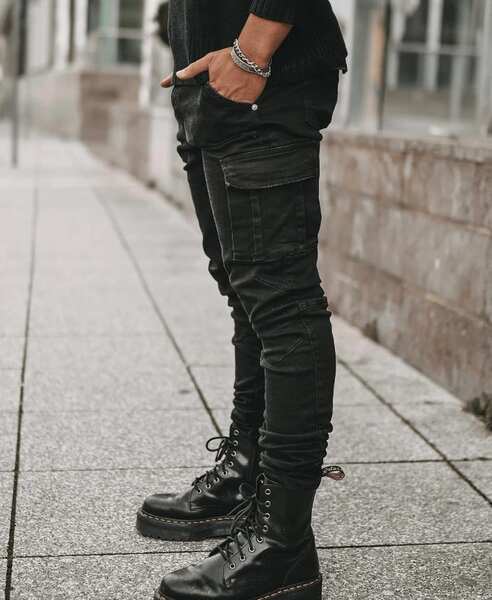 2026 Euro-americano transfronteiriço novo jeans masculino bolso lateral pequeno pé apertado jeans