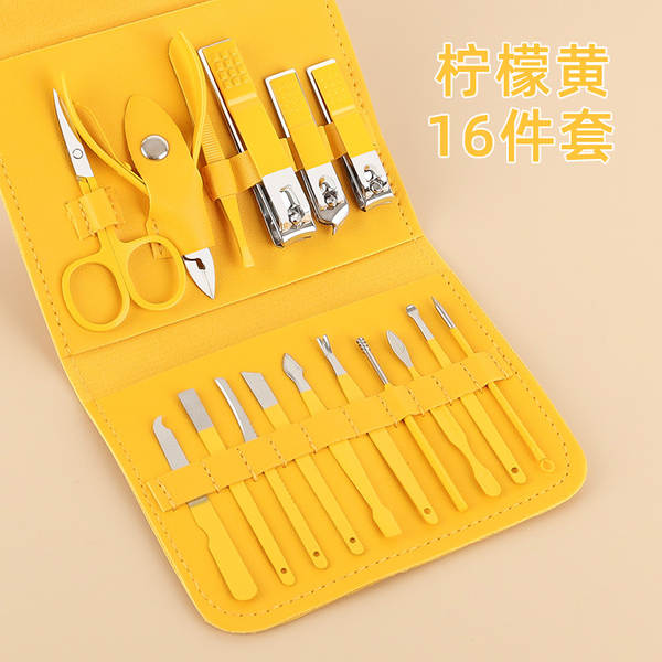 Caixa de couro 7 peças de kit de ferramentas de beleza do fabricante de pacotes de presentes de impressão LOGO faca de unhas de corte de unhas