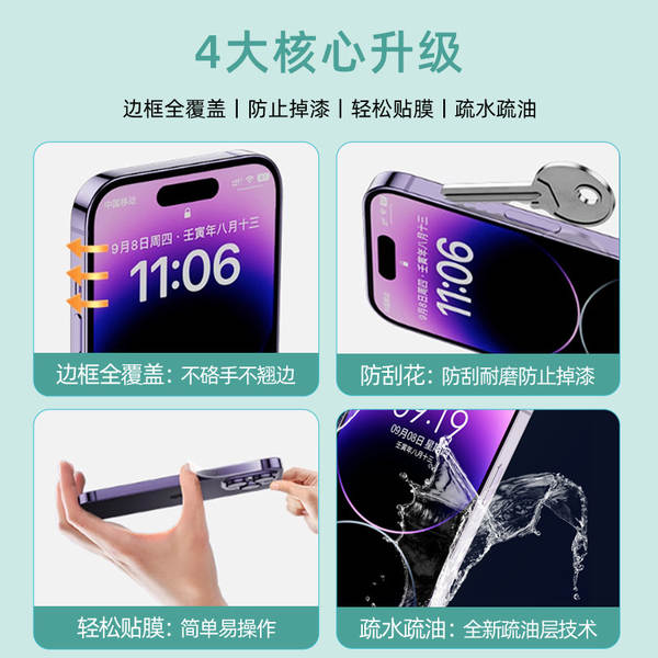 Aplicável ao iPhone Apple 17e/promax transparente de borda lateral invisível 16plus/e de alta definição