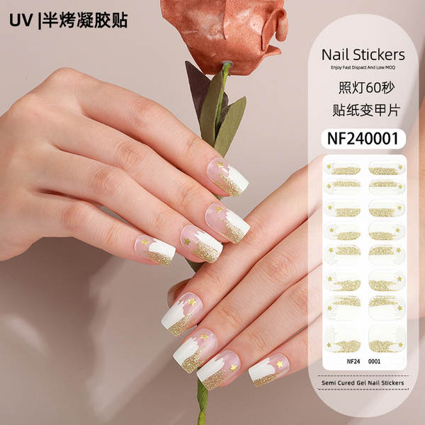 Adesivos de Unha em Gel com Efeito de Ouro